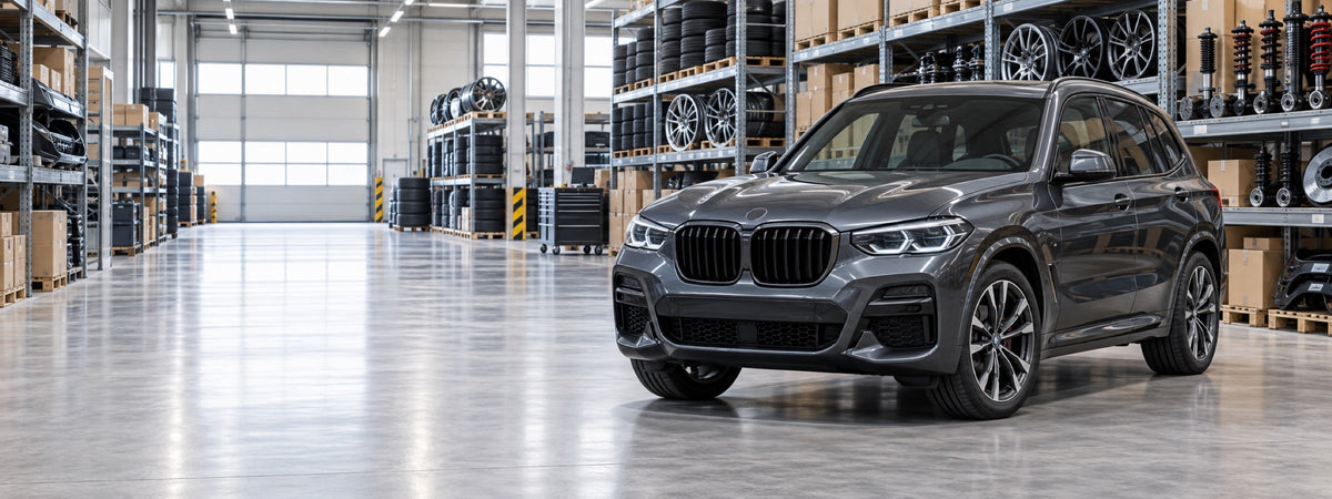Banner BMW X1 en almacén de repuestos