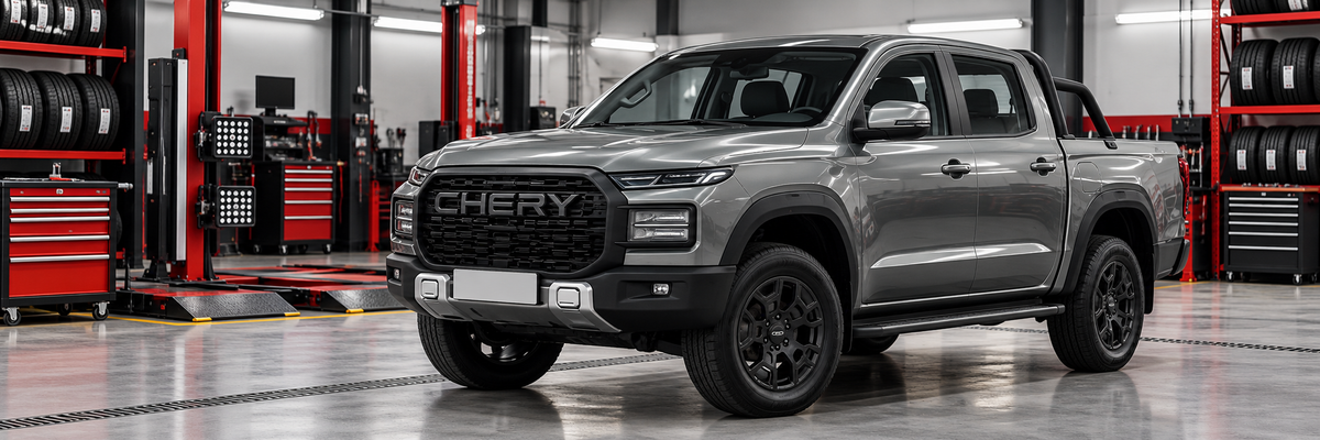 Chery Himla 2.3 turbodiésel doble cabina dentro de un taller