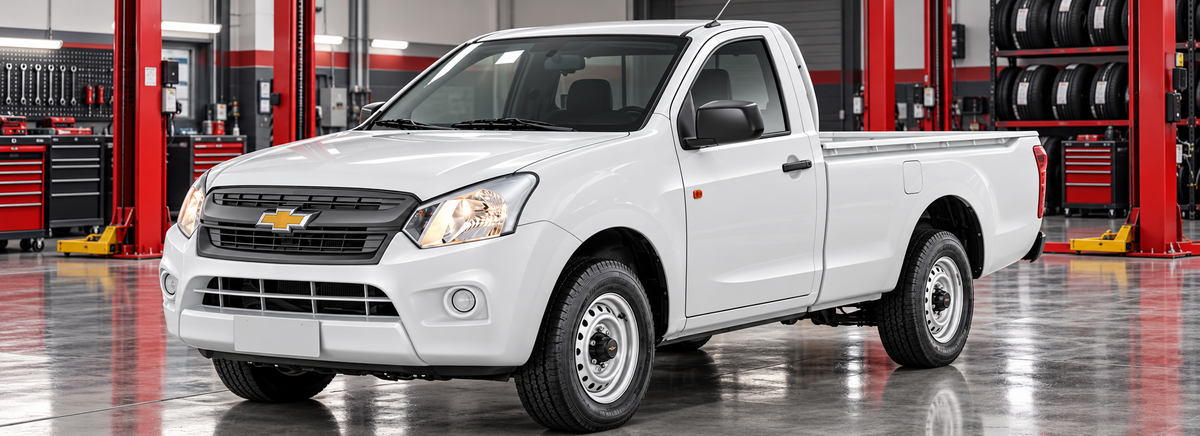 Chevrolet D-Max 2.5L cabina simple 4x2 2025 en un taller de llantas