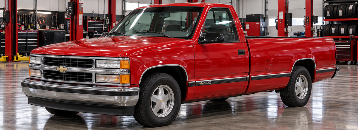 Chevrolet Silverado 5.7L cabina simple 4x2 1994 en un taller de llantas
