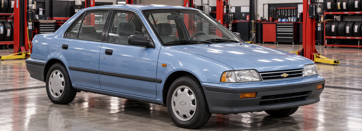 Chevrolet Swift sedán 1.6L 1991-1997 en un taller de llantas