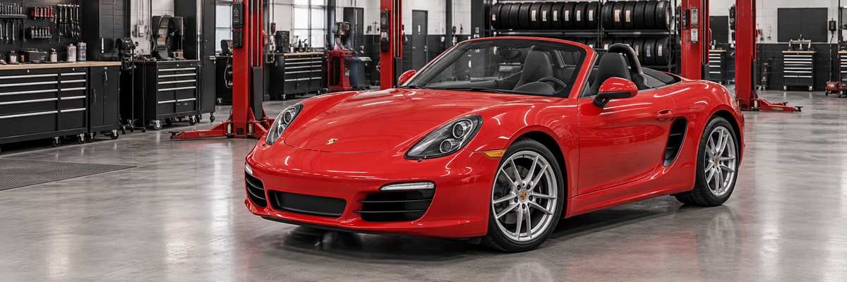 Porsche Boxster 981 convertible 2013-2014 dentro de un taller
