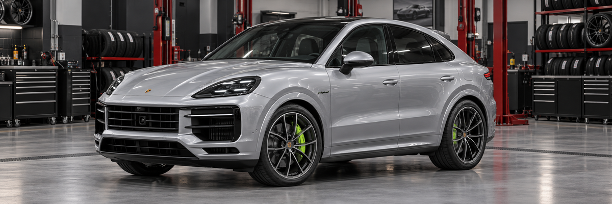 Porsche Cayenne Coupe renovado 2025 dentro de un taller