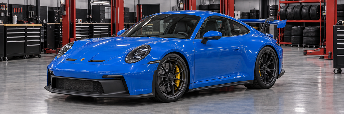 Porsche 911 GT3 992 dentro de un taller