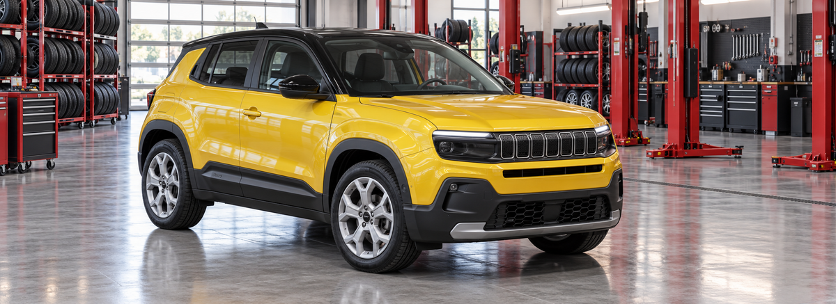 Jeep Avenger Altitude MHEV 1.2L 2026 en un taller de llantas