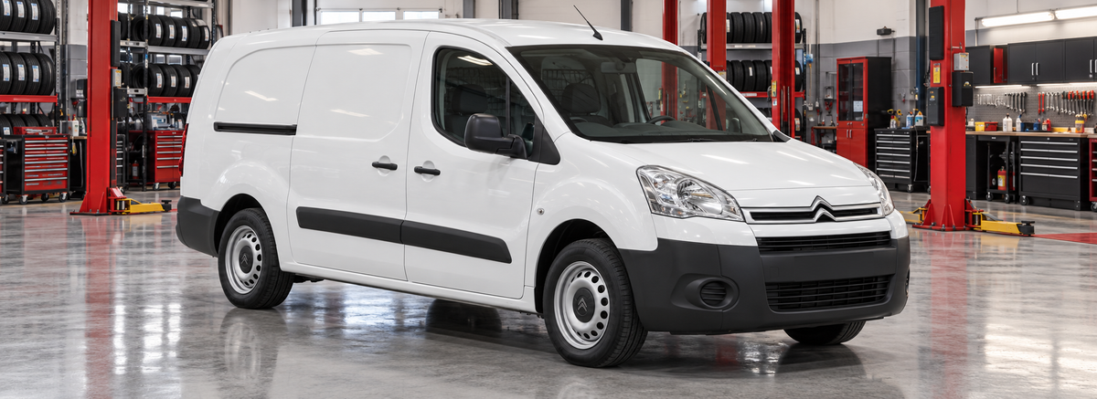 Citroën Berlingo B9 Carga Larga 1.6L 2013-2014 en un taller de llantas