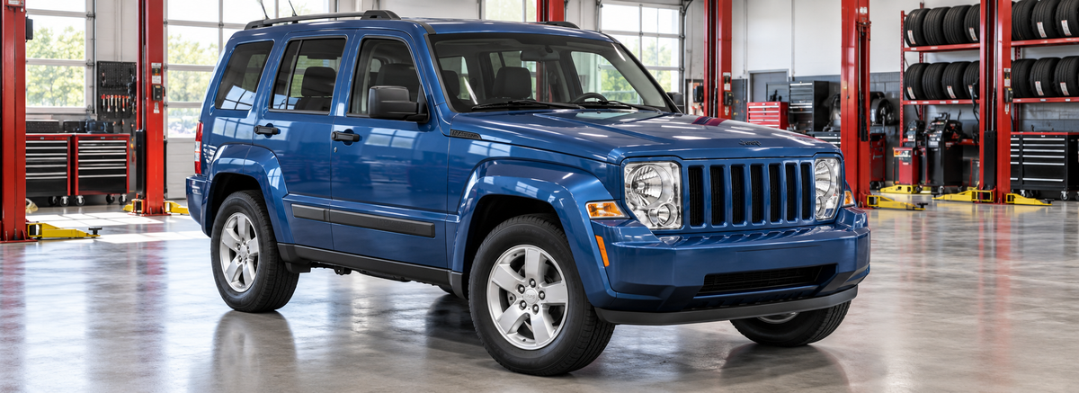 Jeep Cherokee Liberty KK 2.8L y 3.7L 2009-2012 en un taller de llantas