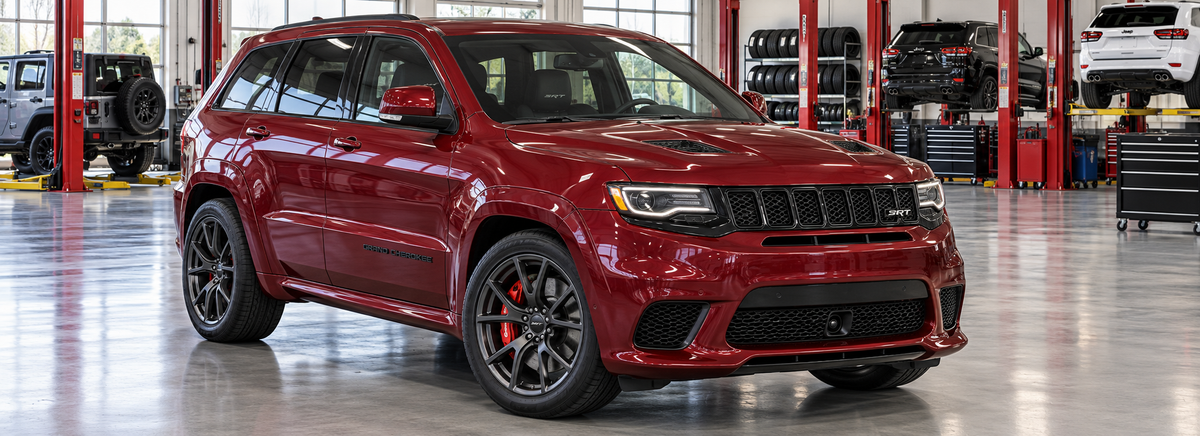 Jeep Grand Cherokee SRT 6.4L 2020 en un taller de llantas