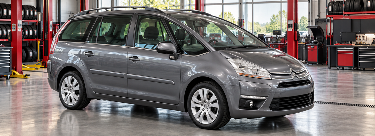 Citroën Grand C4 Picasso 2.0L 7 pasajeros 2012-2014 en un taller de llantas