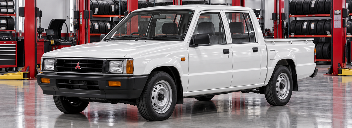 Mitsubishi L200 2.0 doble cabina 4x2 1994-1999 en un taller de llantas