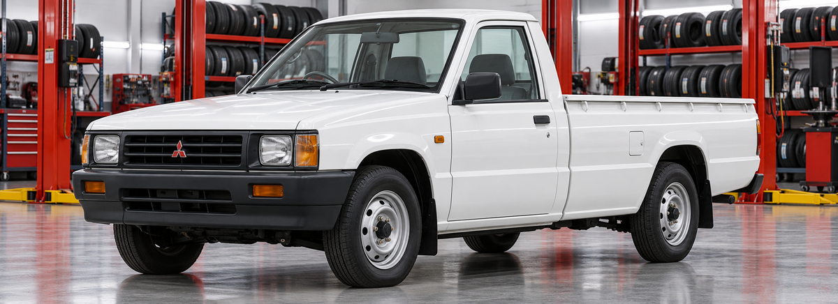 Mitsubishi L200 2.0 cabina simple 4x2 1994-1999 en un taller de llantas