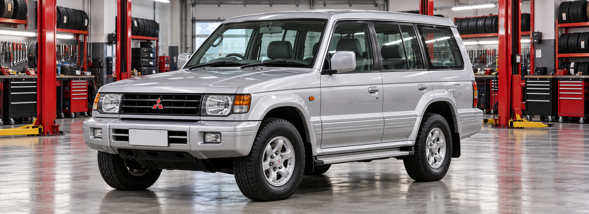 Mitsubishi Montero 2.6 largo 1994-1996 en un taller de llantas