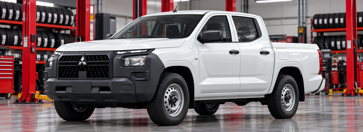 Mitsubishi Triton VI GL / Work doble cabina 4x2 2025-2026 en un taller de llantas
