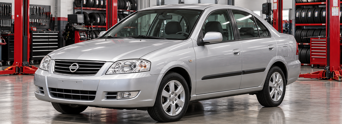 Nissan Almera Classic B10 1.6L 2007-2011 en un taller de llantas