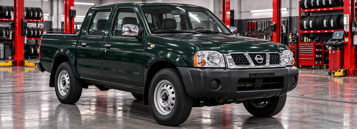 Nissan Frontier D22 DX 2.4L doble cabina 4x2 2004 en un taller de llantas