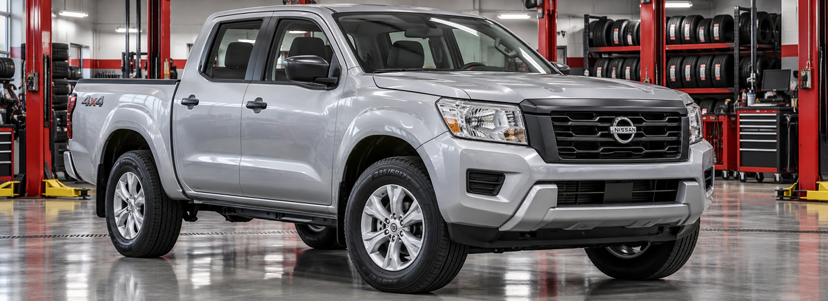 Nissan Frontier D23 SE 2.5L diésel 4x4 2026 en un taller de llantas