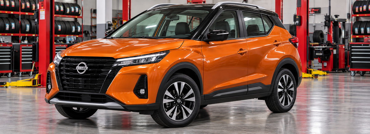 Nissan Kicks P15 Advance 1.6L 2026 en un taller de llantas