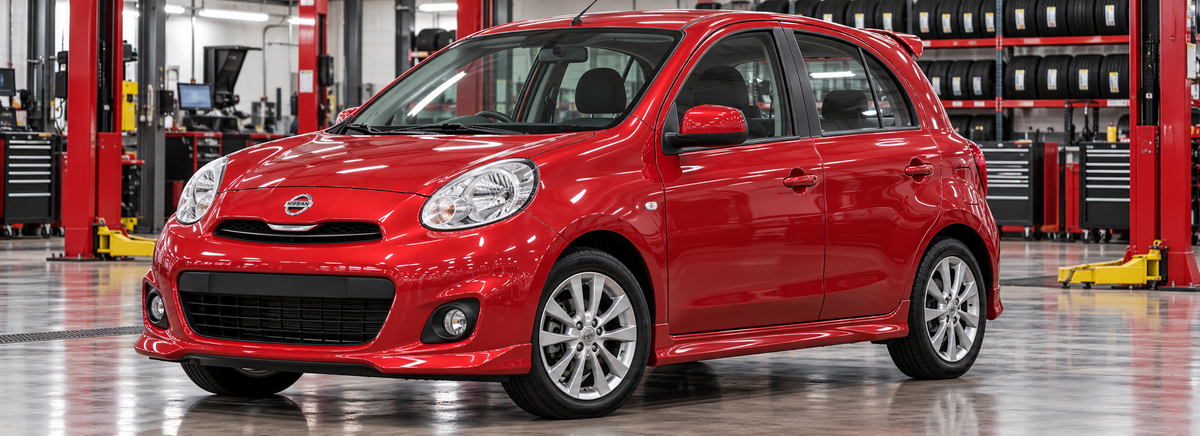 Nissan March K13 SR 1.6L 2012-2013 en un taller de llantas
