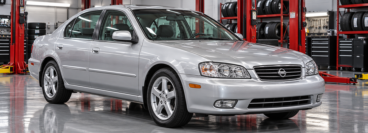 Nissan Máxima A33 3.5L V6 2002-2003 en un taller de llantas
