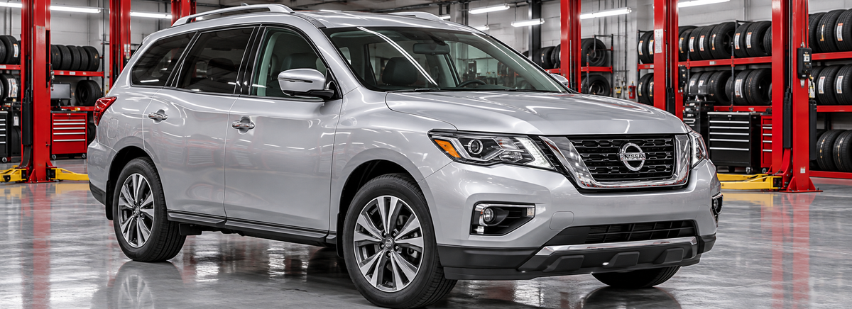 Nissan Pathfinder IV R52 Advance 3.5L AWD 2018-2020 en un taller de llantas