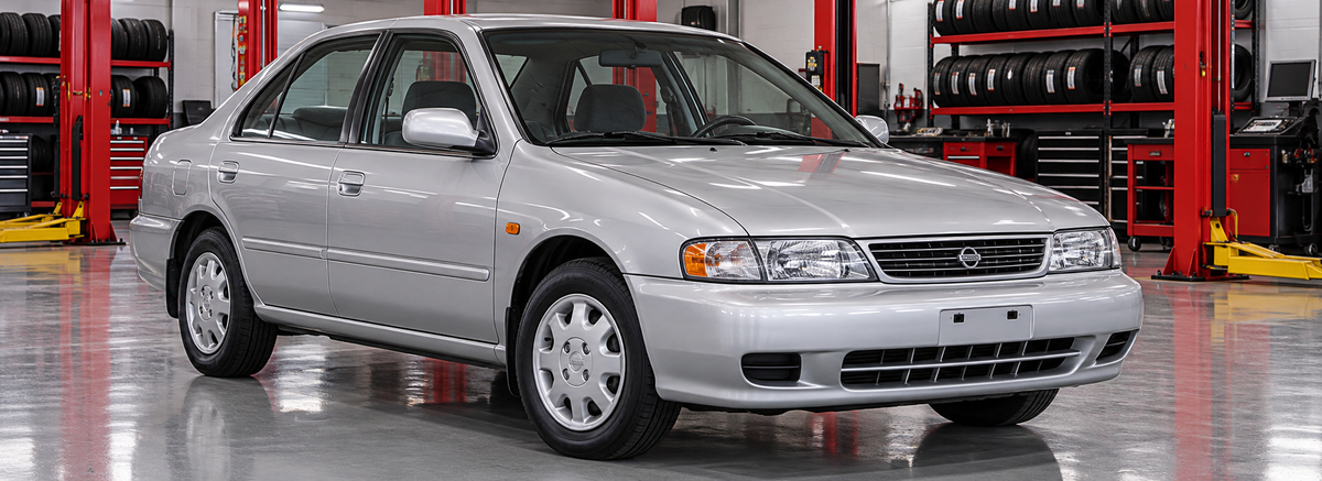 Nissan Sentra B14 EX y Super Saloon 1.6L 1994-2000 en un taller de llantas