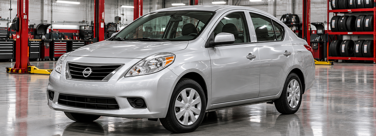 Nissan Versa N17 Pure Drive 1.6L 2012 en un taller de llantas