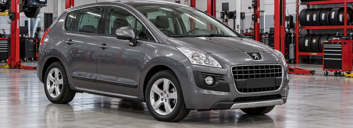 Peugeot 3008 I T8 1.6L 2011-2013 en un taller de llantas