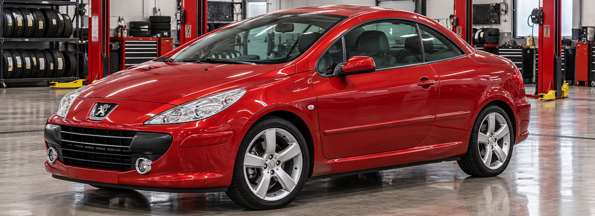 Peugeot 307 CC 2.0L 2004-2010 en un taller de llantas