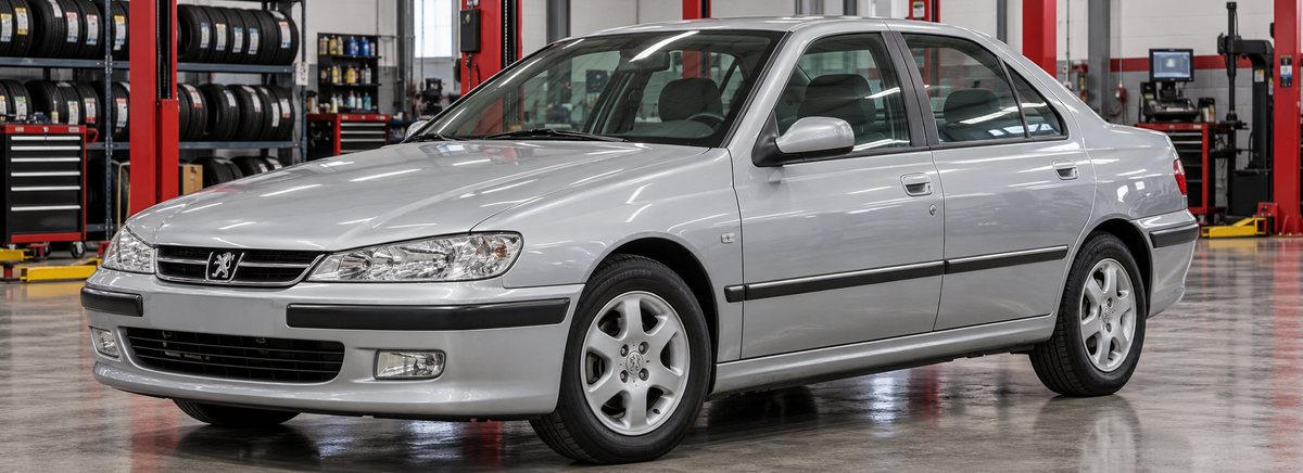 Peugeot 406 ST 2.0L 1998-2003 en un taller de llantas
