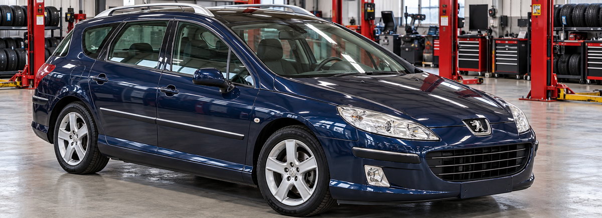 Peugeot 407 SW Break 2.2L 2005-2009 en un taller de llantas