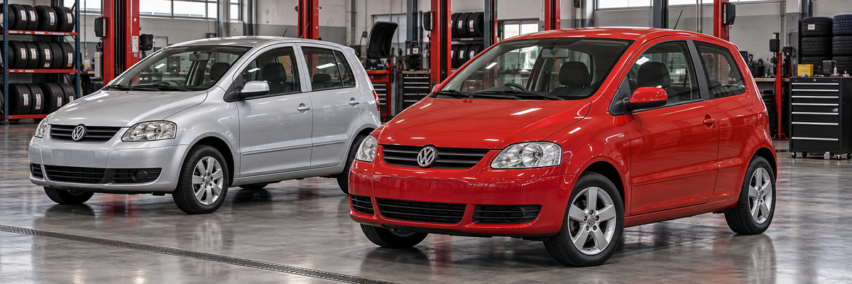 Volkswagen Fox de 3 y 5 puertas, primera generación, en taller de llantas