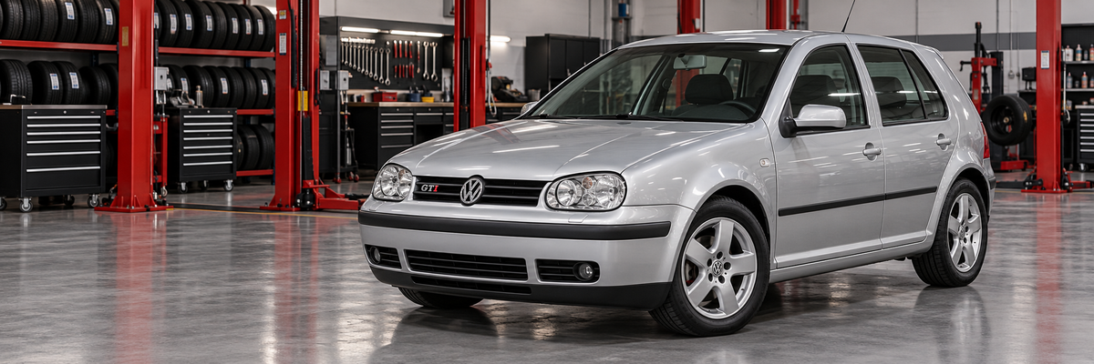 Volkswagen Golf IV GTI 1.8T 2002-2007 en un taller de llantas