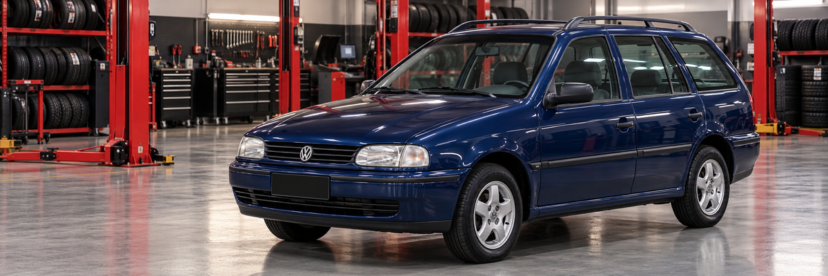 Volkswagen Parati 1.6L 1998-2000 en un taller de llantas