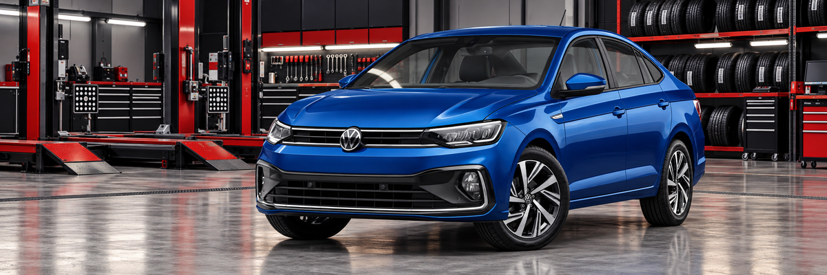 Volkswagen Nuevo Virtus 1.6 MSI 2026 en un taller de llantas