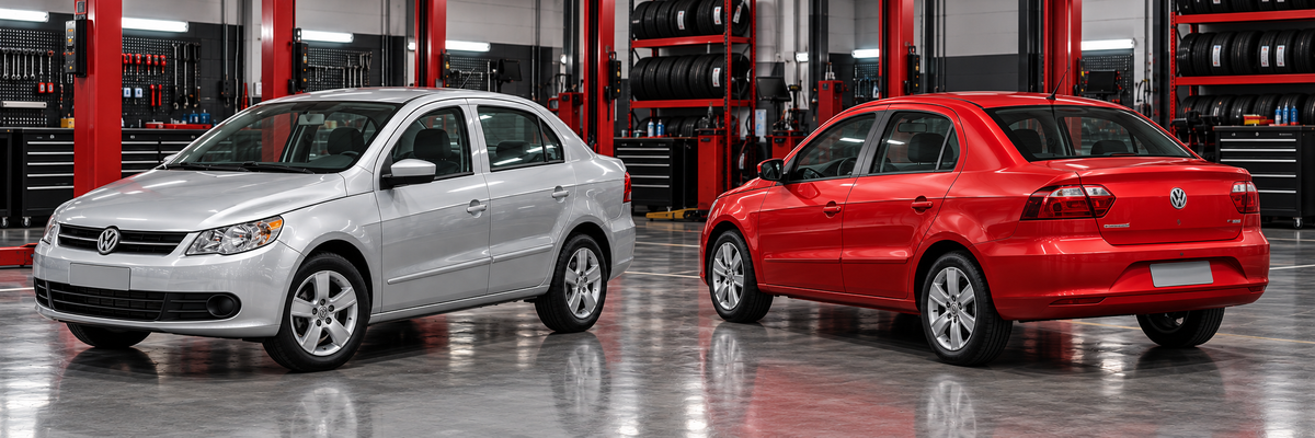 Volkswagen Voyage 1.6 de la plataforma 2013-2014 en un taller