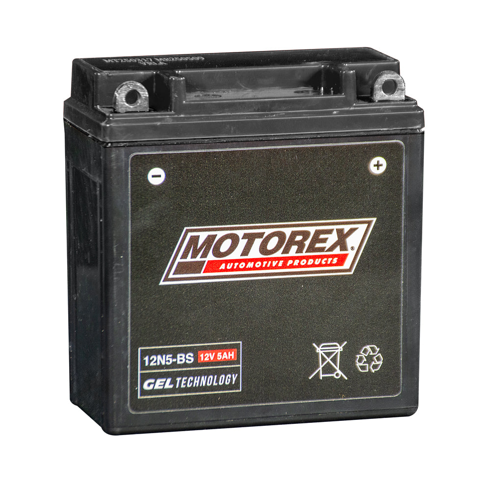BATERIA MOTOREX P PARA MOTO 12N5-BS DERECHA (-+) 12V - 5AH AGM |LARGO: 119MM - ANCHO: 60MM - ALTO: 123MM|