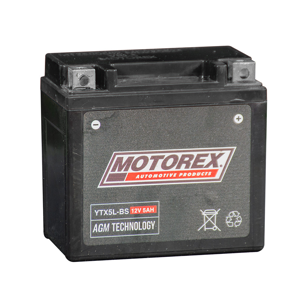 BATERIA MOTOREX P PARA MOTO YTX5L-BS DERECHA (-+) 12V - 5AH GEL |LARGO: 113MM - ANCHO: 70MM - ALTO: 109MM|