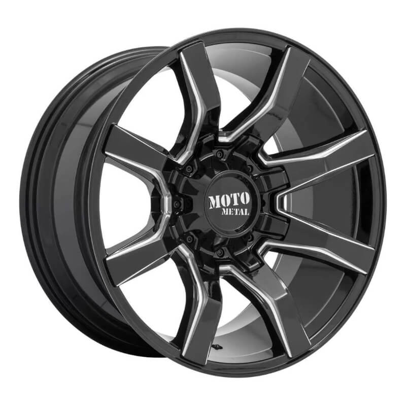 MOTOMETAL® MO804 - 20X9.0 (5X139.7/5X150) GLOSS BLACK MILLED +18MM