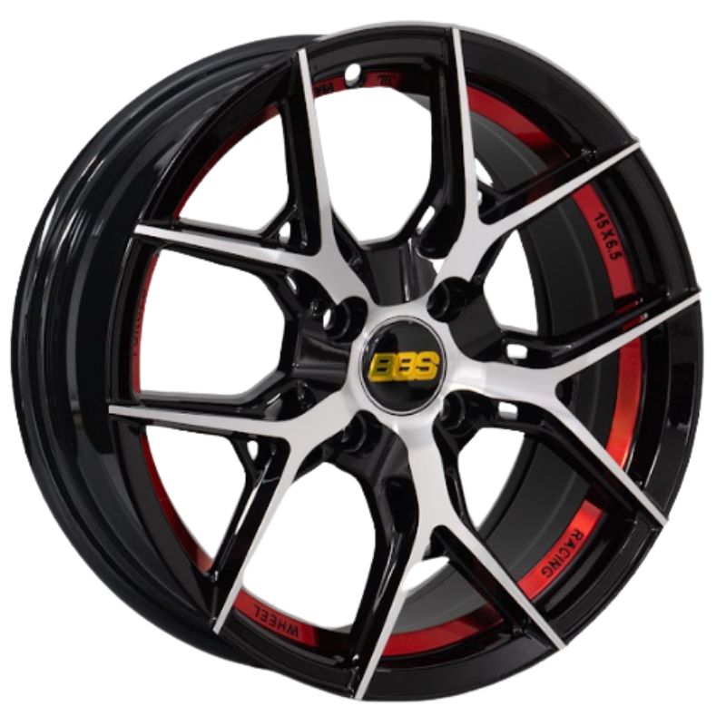 RW® - 15X6.5 4X100 ET35 CB73.1 BLACK MACHINE/RED UNDERCU