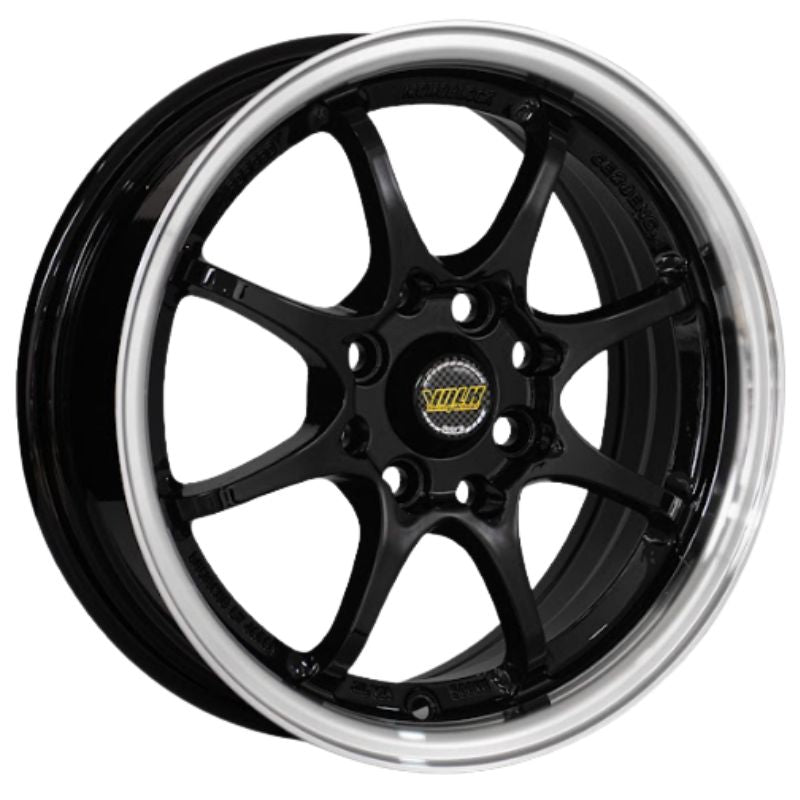 RW® - 14X6.0 4X100/4X114.3 ET30 CB73.1 BLACK/LIP POLISH