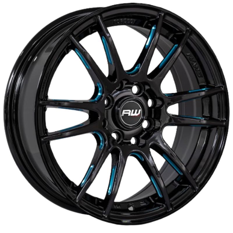 RW® - 15X6.5 4X100/4X114.3 ET38 CB73.1 BLACK/BLUE MILLING