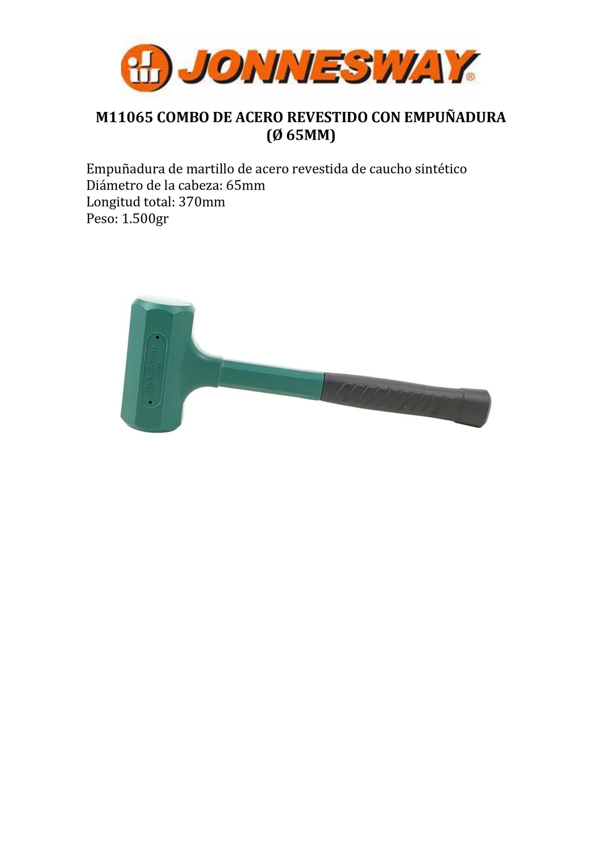 JONNESWAY® COMBO DE ACERO REVESTIDO CON EMPUÑADURA (Ø 65MM)