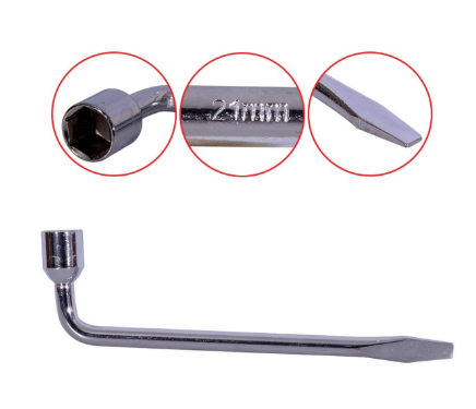 LLAVE EN "L" PARA RUEDA 21MM CROMADA
