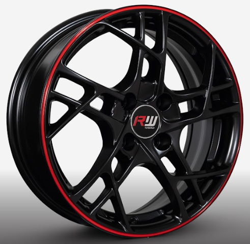 RW® - 15x6 4X100 ET36 CB60.1 SMATE BLACK / RED LINE