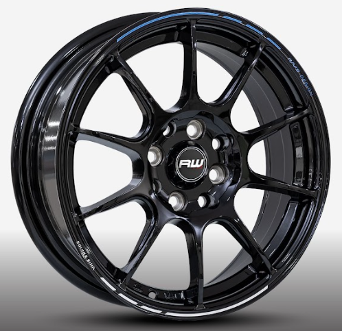 RW® - 15x7 4X100/4X114.3 ET35 CB73.1 BLACK/BLUE WHITE LINE
