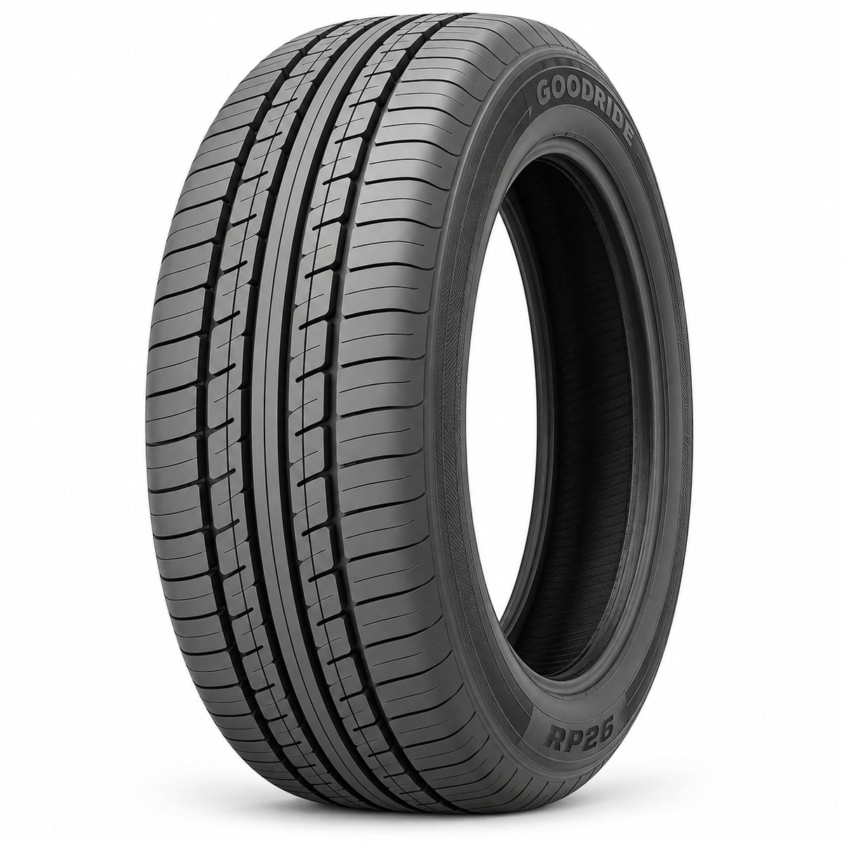 GOODRIDE RP26 sin aro — vista diagonal, letras negras