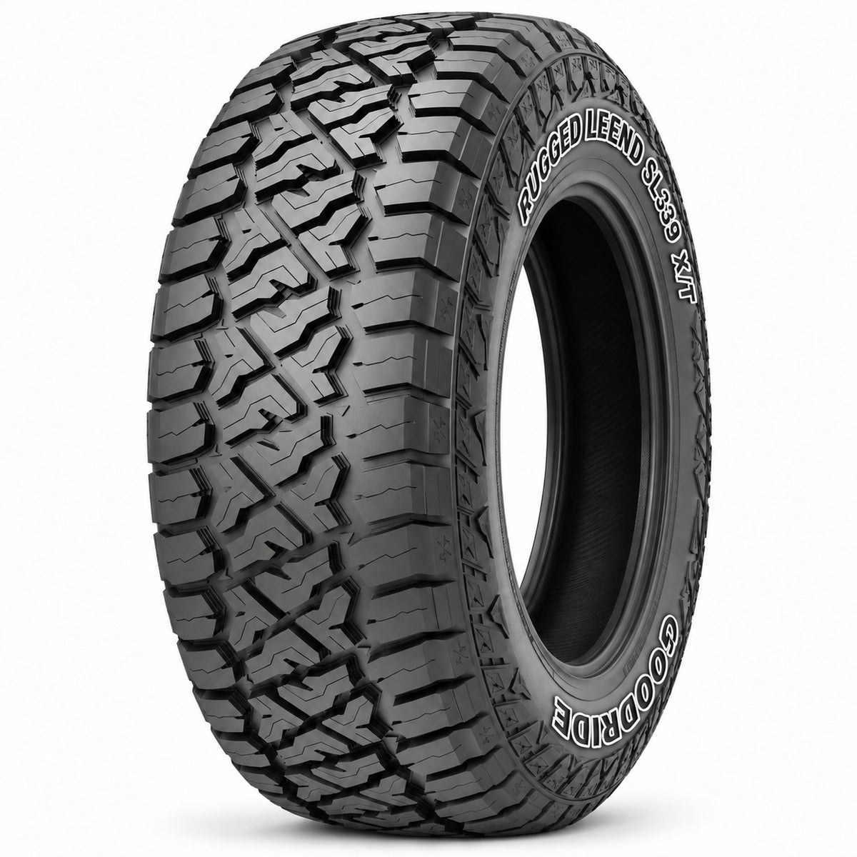 GOODRIDE RUGGED LEGEND SL339 X/T sin aro — vista diagonal, letras blancas