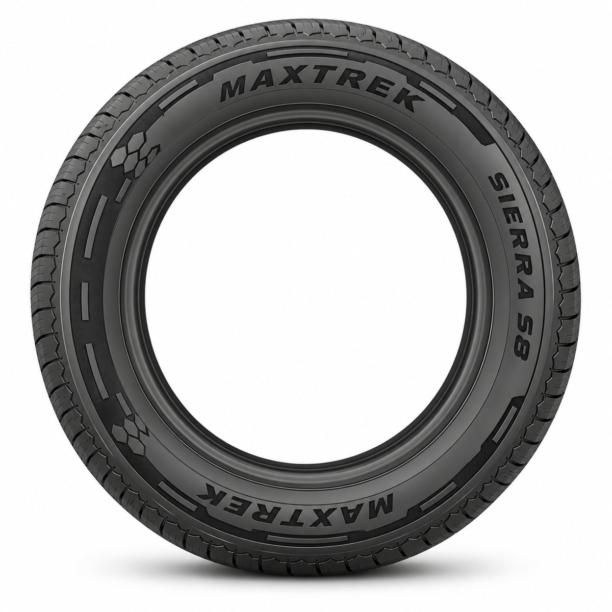 MAXTREK SIERRA S8 sin aro — vista lateral, letras negras