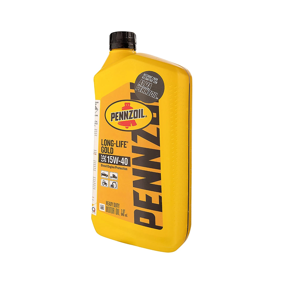 Imagen de Pennzoil LONG LIFE GOLD 15W40 CJ4, comercializado en caja de 6 × 1 QT. Mantallanta, Ecuador.