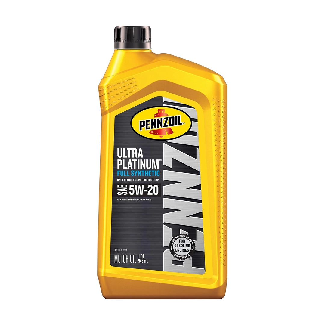 Imagen de Pennzoil PLATINUM 5W20, comercializado en caja de 6 × 1 QT. Mantallanta, Ecuador.